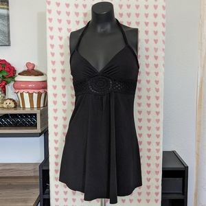 Black Boho Halter W/ Crochet Waist